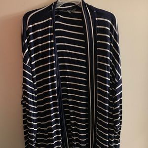 Navy and white striped open cardigan size 3X